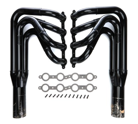 Headers - 1.875 to 2 in Primary - 3.5 in Collector - Gaskets / Hardware Included - Steel - Black Paint - Small Block Chevy - Pair