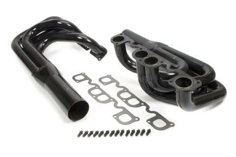 Headers - Sprint - 2 in Primary - 3.5 in Collector - Gaskets / Hardware Included - Steel - Black Paint - Small Block Chevy - Pair