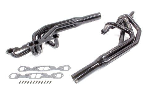 Headers - Sprint - 1.625 to 1.75 in Primary - 3 in Collector - Gaskets / Hardware Included - Steel - Black Paint - Small Block Chevy - Pair