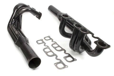 Headers - Sprint - 2 in Primary - 3.5 in Collector - Gaskets / Hardware Included - Steel - Black Paint - Small Block Chevy - Pair