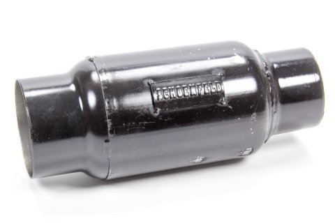 Muffler - 3 in Center Inlet - 3.5 in Center Outlet - 7 x 4 in Round Body - 11 in Long - Steel - Black Paint - Each