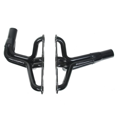 Headers - 1.75 to 1.875 in Primary - 3.5 in Collector - Gaskets / Hardware Included - Steel - Black Paint - 18 Degree Head - Small Block Chevy - Pair