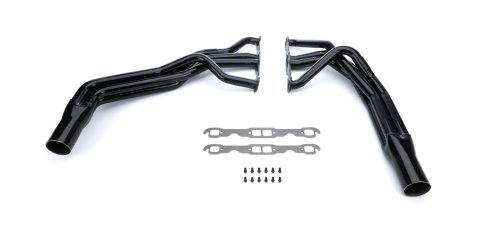 Headers - 1.625 in Primary - 3 in Collector - Gaskets / Hardware Included - Steel - Black Paint - Small Block Chevy - Pair