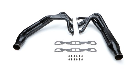 Headers - Long Tube - 1.625 to 1.75 to 1.875 in Primary - 3 in Collector - Gaskets / Hardware Included - Steel - Black Paint - Small Block Chevy - Pair