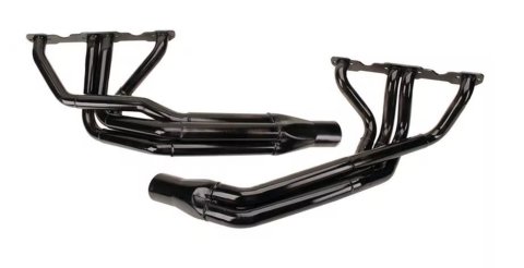 Headers - Long Tube - 1.625 to 1.75 in Primary - 3 in Collector - Gaskets / Hardware Included - Steel - Black Paint - Small Block Chevy - Pair