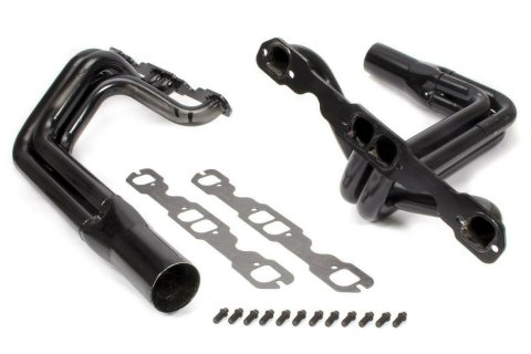 Headers - IMCA Modified - 1.625 in Primary - 3 in Collector - Gaskets / Hardware Included - Steel - Black Paint - 602 Crate - Small Block Chevy - Pair