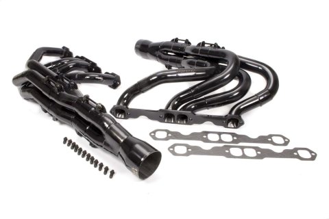 Headers - IMCA Modified Tri-Y - 1.75 to 1.875 in Primary - 3.5 in Collector - Gaskets / Hardware Included - Steel - Black Paint - Small Block Chevy - Pair