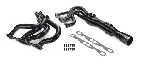 Headers - IMCA Modified Tri-Y - 1.75 to 1.875 in Primary - 3.5 in Collector - Gaskets / Hardware Included - Steel - Black Paint - Small Block Chevy - Pair