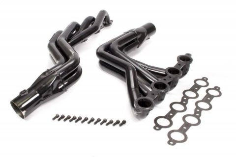 Headers - Truck - 1.875 in Primary - 3 in Collector - Gaskets / Hardware Included - Steel - Black Paint - GM LS-Series - Pair