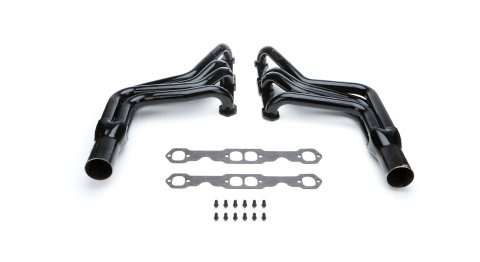 Headers - 1.75 in Primary - 3 in Collector - Gaskets / Hardware Included - Steel - Black Paint - Small Block Chevy - Pair