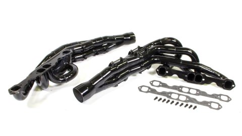 Headers - Conventional Crossover Tri-Y - 1.75 to 1.875 to 2 in Primary - 3.5 in Collector - Gaskets / Hardware Included - Steel - Black Paint - Small Block Chevy - Pair