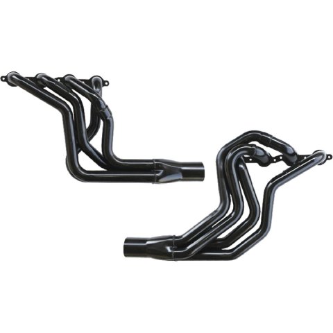 Headers - Street Stock / Drag Race - 1.75 in Primary - 3 in Collector - Gaskets / Hardware Included - Steel - Black Paint - GM LS-Series - Pair