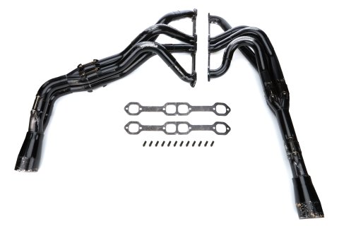 Headers - Dirt Late Model - Tri-Y - 1.75 to 1.875 in Primary - 3.5 in Collector - Gaskets / Hardware Included - Steel - Black Paint - Small Block Chevy - Kit