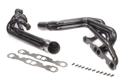 Headers - Conventional Crossover - 1.75 to 1.875 in Primary - 3.5 in Collector - Gaskets / Hardware Included - Steel - Black Paint - Small Block Chevy - Pair
