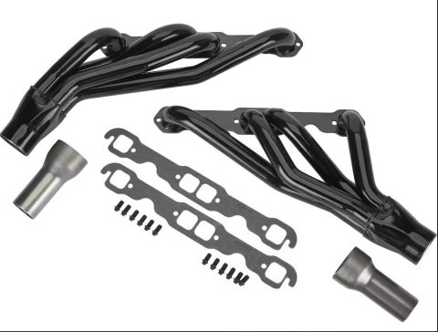 Headers - IMCA-USRA - 1.625 in Primary - 3 in Collector - Gaskets / Hardware Included - Steel - Black Paint - Small Block Chevy - Pair