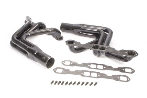 Headers - Chassis - 1.625 in Primary - 3 in Collector - Gaskets / Hardware Included - Steel - Black Paint - Small Block Chevy - Pair