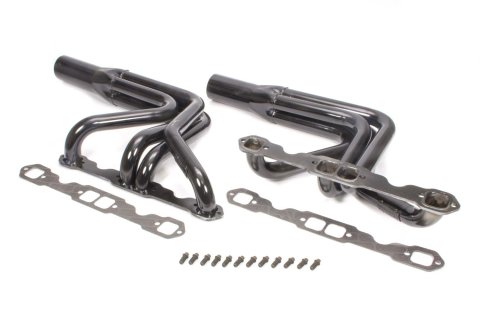 Headers - Chassis - 1.625 in Primary - 3 in Collector - Gaskets / Hardware Included - Steel - Black Paint - Small Block Chevy - Pair