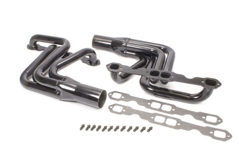 Headers - Chassis - 1.75 in Primary - 3.5 in Collector - Gaskets / Hardware Included - Steel - Black Paint - Small Block Chevy - Pair