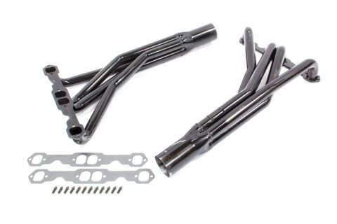 Headers - Truck / Tractor Pull - 1.75 in Primary - 3.5 in Collector - Gaskets / Hardware Included - Steel - Black Paint - Small Block Chevy - Pair