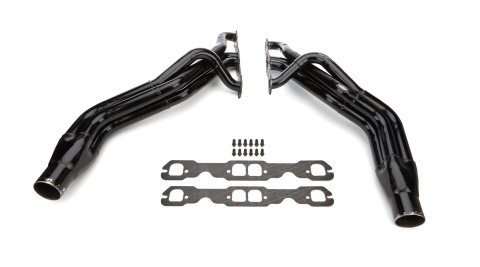 Headers - Stock Clip - 1.625 in to 1.75 in to 1.875 in Primary - 3 in Collector - Gaskets / Hardware Included - Steel - Black Paint - Small Block Chevy - Pair