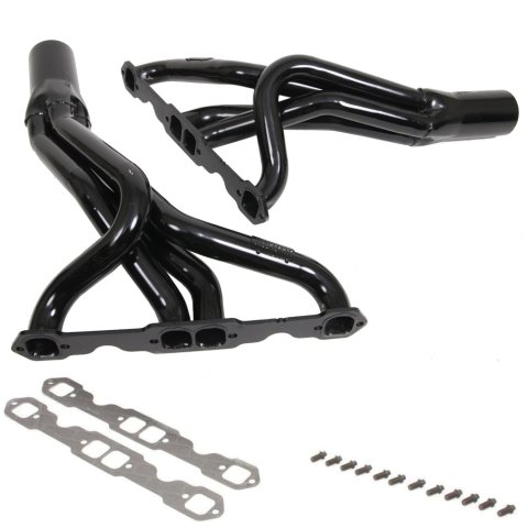 Headers - IMCA Modified - 1.625 in Primary - 3 in Collector - Gaskets / Hardware Included - Steel - Black Paint - Small Block Chevy - Pair