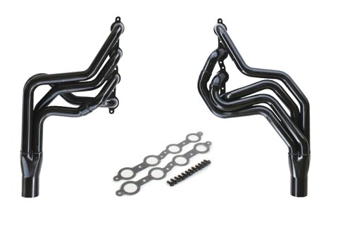 Headers - Street Stock - 1.75 to 1.875 in Primary - 3.5 in Collector - Gaskets / Hardware Included - Steel - Black Paint - Stock Clip - GM LS-Series - Pair