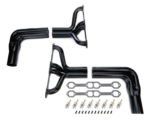 Headers - IMCA Modified - 1.75 to 1.875 in Primary - 3.5 in Collector - Gaskets / Hardware Included - Steel - Black Paint - Small Block Chevy - Kit
