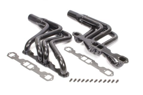 Headers - Street Stock - 1.625 in Primary - 3 in Collector - Gaskets / Hardware Included - Steel - Black Paint - Small Block Chevy - GM A-Body / F-Body / X-Body - Pair