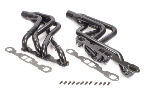 Headers - Street Stock - 1.625 to 1.75 in Primary - 3 in Collector - Gaskets / Hardware Included - Steel - Black Paint - Small Block Chevy - GM A-Body / F-Body / X-Body - Pair