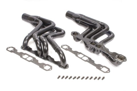Headers - Street Stock - 1.75 to 1.875 in Primary - 3.5 in Collector - Gaskets / Hardware Included - Steel - Black Paint - Small Block Chevy - GM A-Body / F-Body / X-Body - Pair