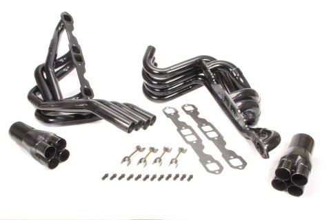 Headers - 180 Degree Crossover - 1.625 in Primary - 3 in Collector - Gaskets / Hardware Included - Steel - Black Paint - Small Block Chevy - Kit