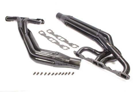 Headers - Dirt Late Model - 1.625 to 1.75 to 1.875 in Primary - 3 in Collector - Gaskets / Hardware Included - Steel - Black Paint - Small Block Chevy - Pair
