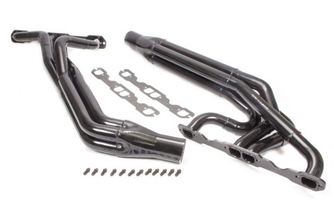 Headers - Dirt Late Model - 1.625 to 1.75 to 1.875 in Primary - 3 in Collector - Gaskets / Hardware Included - Steel - Black Paint - Small Block Chevy - Pair