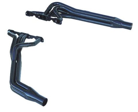 Headers - Dirt Late Model - 1.75 to 1.875 in Primary - 3.5 in Collector - Gaskets / Hardware Included - Steel - Black Paint - Small Block Chevy - Pair