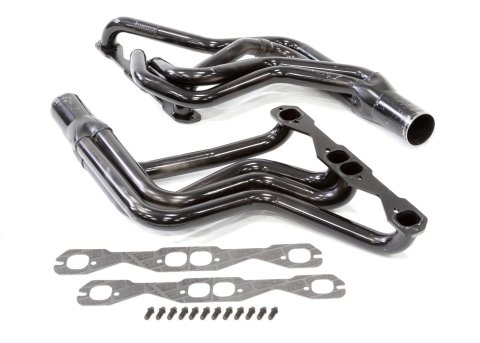 Headers - Street Stock - 1.625 in Primary - 3 in Collector - Gaskets / Hardware Included - Steel - Black Paint - 602 Crate - Small Block Chevy - GM A-Body / F-Body / G-Body - Pair