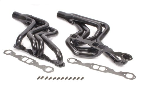 Headers - Street Stock - 1.75 in Primary - 3 in Collector - Gaskets / Hardware Included - Steel - Black Paint - Small Block Chevy - GM A-Body / F-Body / G-Body - Pair