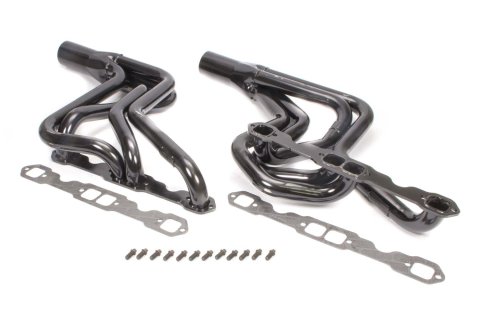 Headers - Street Stock - 1.875 in Primary - 3.5 in Collector - Gaskets / Hardware Included - Steel - Black Paint - Small Block Chevy - GM A-Body / F-Body / G-Body - Pair