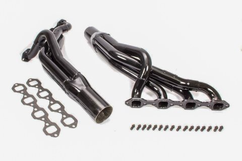Headers - Truck - 2 in Primary - 3.5 in Collector - Gaskets / Hardware Included - Steel - Black Paint - Big Block Chevy - Pair