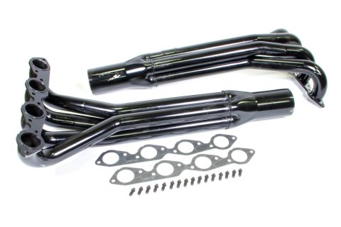 Headers - Truck / Tractor Pull - 2.125 in Primary - 4 in Collector - Gaskets / Hardware Included - Steel - Black Paint - Big Block Chevy - Pair