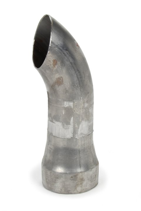 Exhaust Tip - Clamp-On - 3 in Inlet - 2.5 in Round Outlet - 10 in Long - Single Wall - Cut Edge - Angled Cut - Turnout Style - Steel - Natural - Each