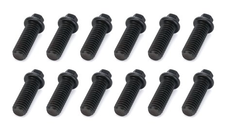 Header Bolt - 3/8-16 in Thread - 1 in Long - Hex Head - Chromoly - Black Oxide - Set of 12