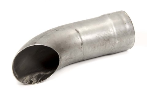 Exhaust Tip - Clamp-On - 3 in Inlet - 3 in Round Outlet - 10 in Long - Single Wall - Cut Edge - Angled Cut - Turnout Style - Steel - Natural - Each