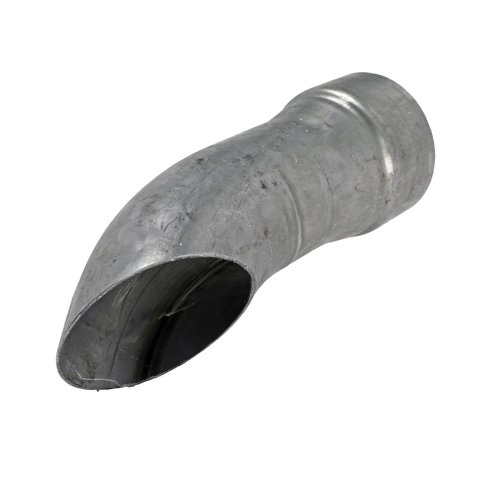 Exhaust Tip - Clamp-On - 3.5 in Inlet - 3 in Round Outlet - 10 in Long - Single Wall - Cut Edge - Angled Cut - Turnout Style - Steel - Natural - Each