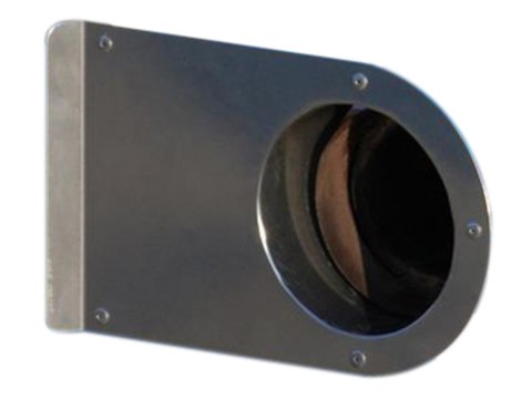 Exhaust Shield - Tail Pipe Saver - 3.5 in Round Diameter - Single 45 Degree Outlet - Silver Powder Coat - Each