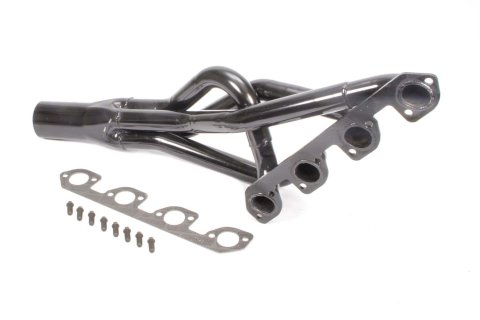 Headers - Pro Four - 1.625 to 1.75 in Primary - 3 in Collector - Gaskets / Hardware Included - Steel - Black Paint - Under Car Exit - Mustang II / Pinto - Ford 2300 - Each