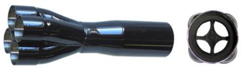 Collector - Slip-On - 4 x 1.875 in Primary Tubes - 3 in Outlet - 8 in Long - Steel - Black Paint - Each