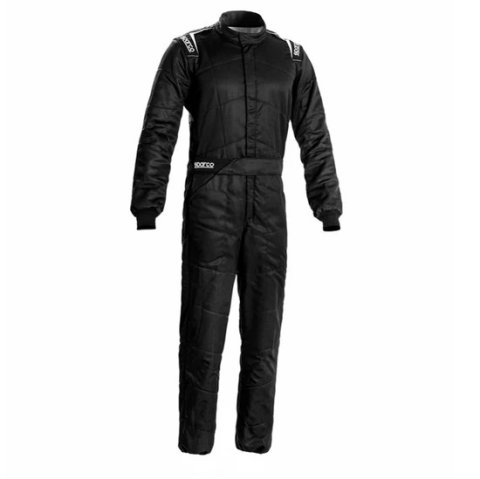 Driving Suit - Sprint - 1-Piece - SFI 3.2A/5 - FIA Approved - Double Layer - Fire Retardant Cotton - Black - Size 60 - X-Large - Each