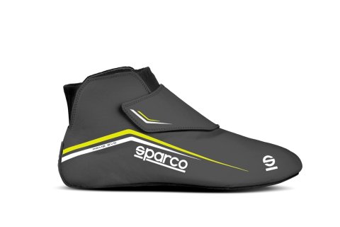 Driving Shoe - Prime Evo - Mid-Top - FIA Approved - Leather Outer - Fire Retardant Fabric Inner - Gray / Yellow - Euro 44 - Pair
