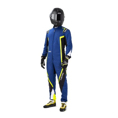 Driving Suit - Kerb - 1-Piece - FIA Approved - Single Layer - Nylon / Polyester - Blue / Black / Yellow - Size 150 - Each