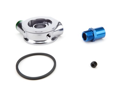 Oil Filter Adapter - Sandwich - HyperFlow - 22 mm x 1.50 Filter Thread - 12 AN Male Inlet - 12 AN Male Outlet - Aluminum - Clear Anodized - Each